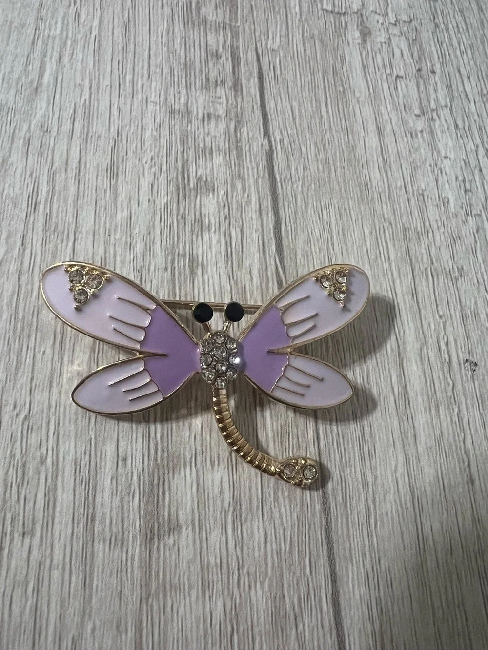 5/$25 Lavender Dragonfly Brooch Pin with Gold-Tone Accents